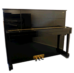 piano droit Kawai Silent : hauteur 122 cm, finition noir brillant.